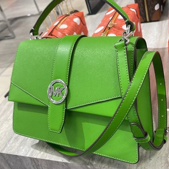 Michael Kors Greenwich Medium Saffiano Leather Satchel Crossbody Shoulder Bag - Picture 9 of 16